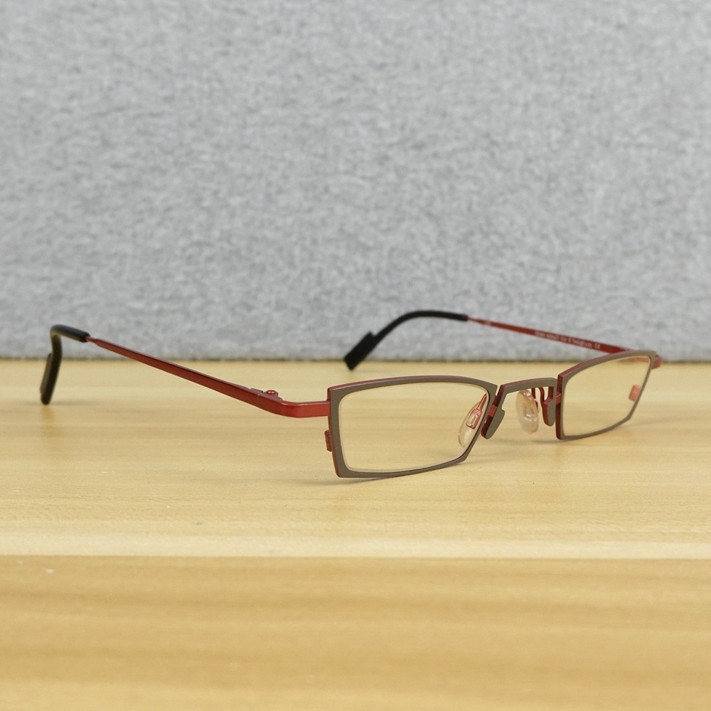 Theo Small Tie 2 Eyeglasses FRAMES Womens Belgium Red Gray Cat Eye 146 Titanium